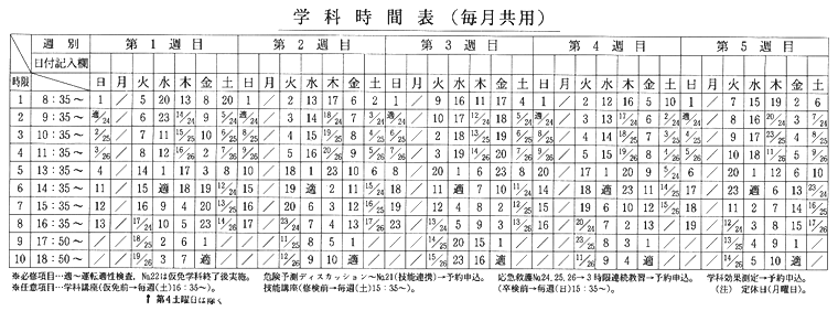 学科時間表